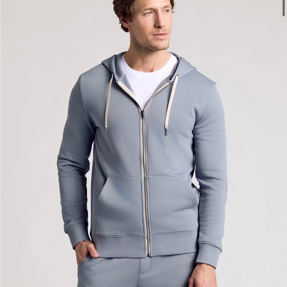 Dusty Blue Men’s Zip-Up Hoodie Sweatshirt